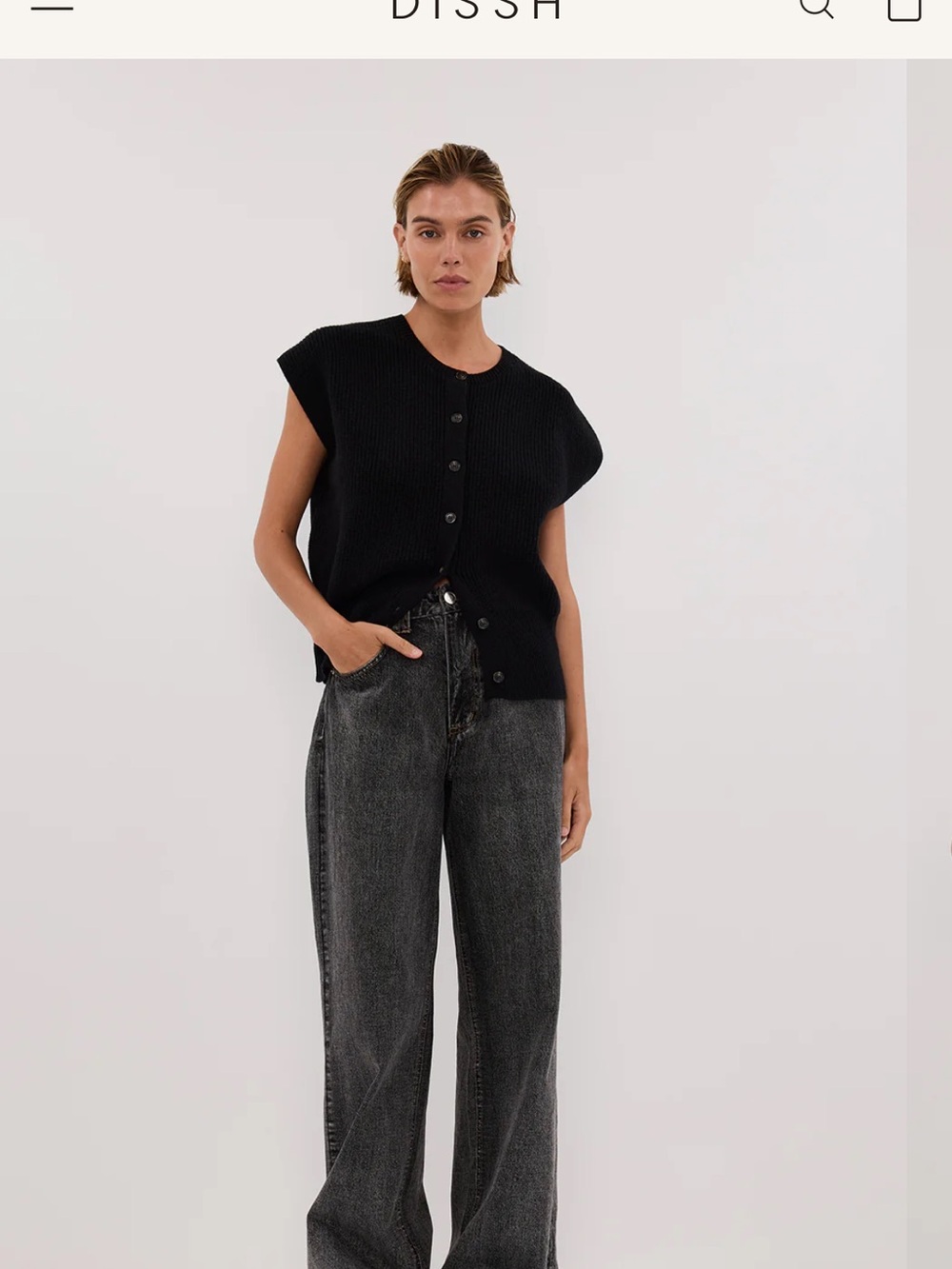 DISSH Black Kate Knit Vest Small NWT